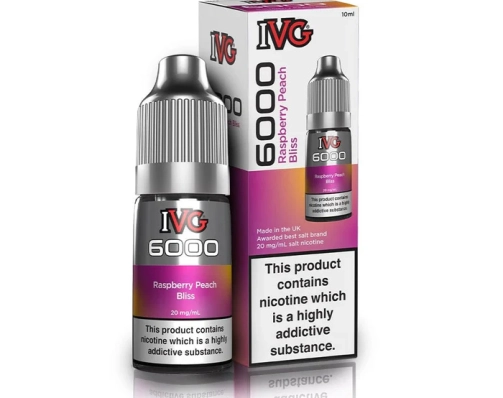 Liquido IVG 6000 Nic Salt - Raspberry Peach Bliss 10ml