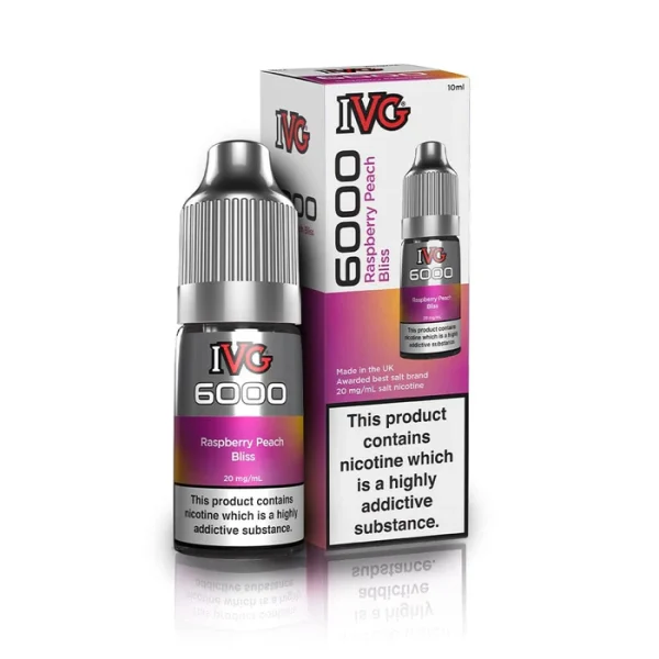 Liquido IVG 6000 Nic Salt - Raspberry Peach Bliss 10ml
